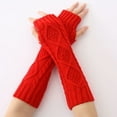 thumbnail image 5 of D-GROEE 1 Pair Knitted Arm Warmers Gloves Winter Long Fingerless Gloves Thumb Hole Gloves Mittens for Women, 5 of 8