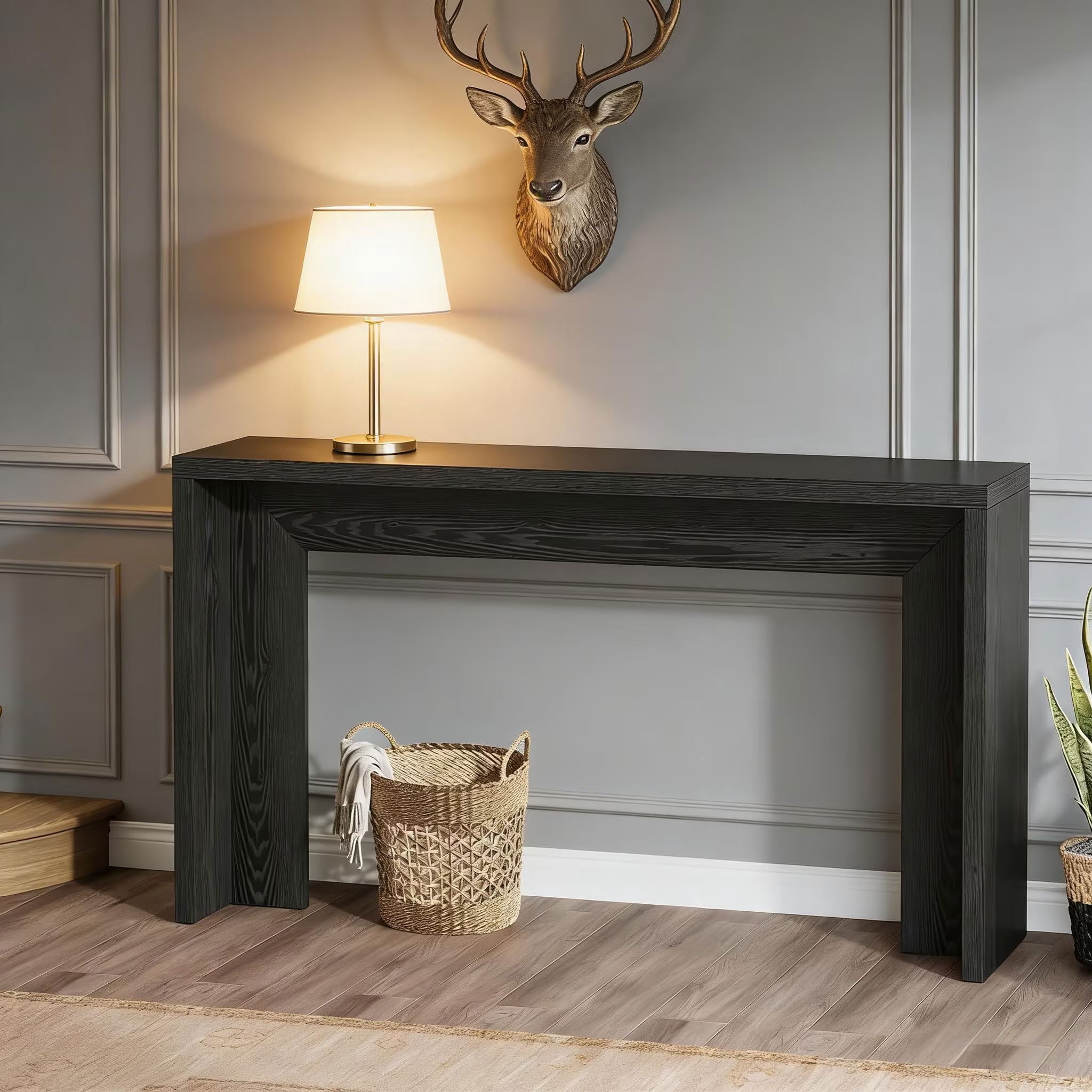 MAYEERTY 55" Rustic Console Table, Farmhouse Wood Entryway Accent Table for Hallway, Living Room