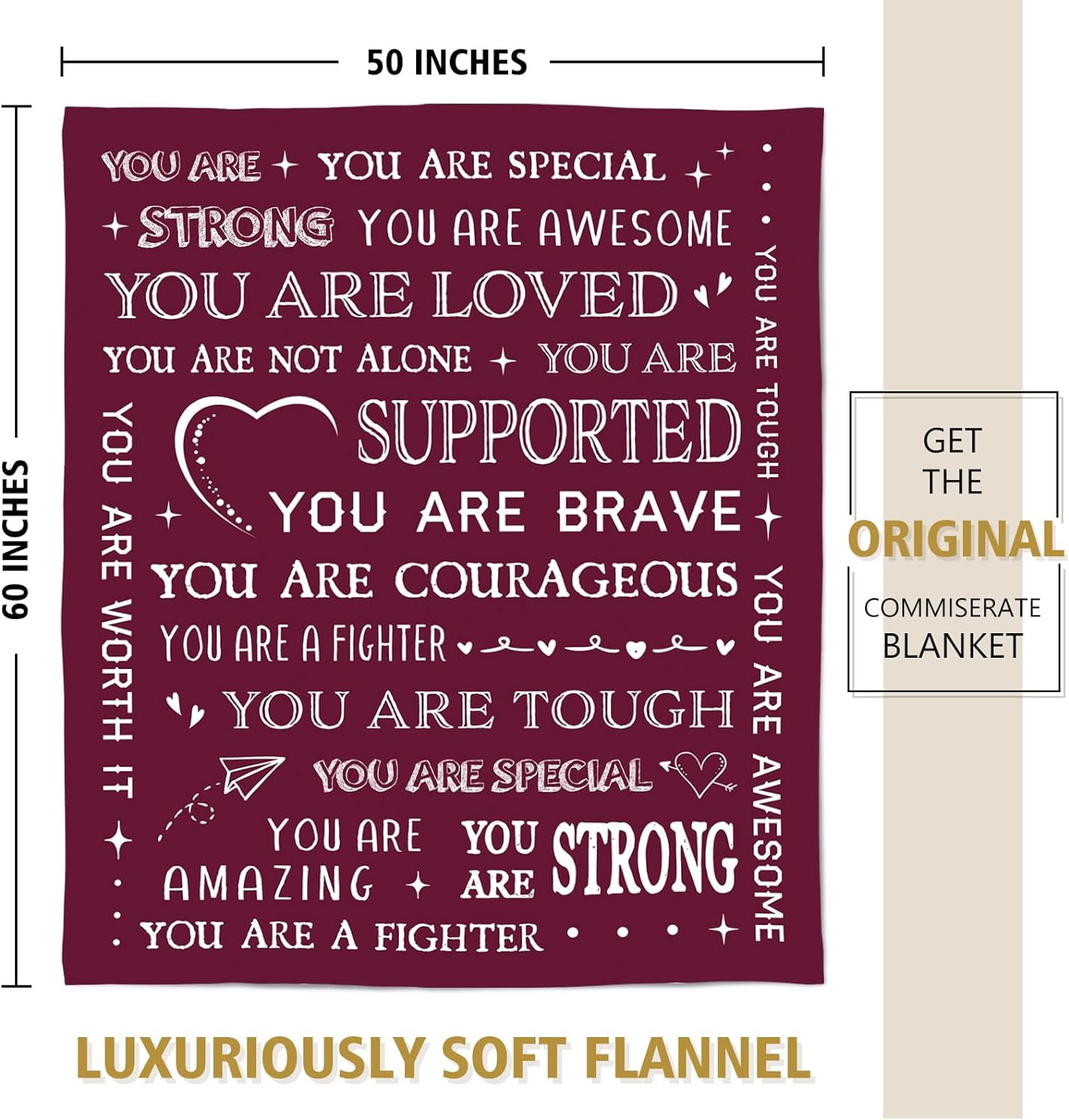 Blanket Gifts for Women Men Get Well Blanket Inspirational Gifts for Her Him Feel Better After Surgery Present Thinking of You Birthday Gift for Mom Grandma Sister Friend 60'' x 50''
