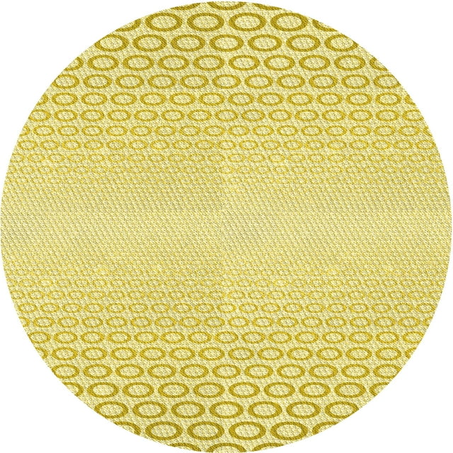 Ahgly Company Tapis d'Intérieur Rond Lavable en Machine Jaune Transitionnel, 8 Pieds Rond