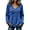 Blue, variant on Women's Waffle Knit V-Neck Fringe Trim Tops Long Sleeve Boho Vintage Shirts Loose Fit Raw Edge Hem Lightweight Sweater Dressy Casual Fall Vacation