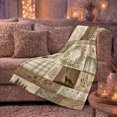 thumbnail image 6 of Rustic Woodland Patchwork Design Featuring Fox Bird Fern, Festive autumn celebration Scene, Warm Flannel Blanket for Cabin and Lodge, Art Lovers autumn celebration Gift, Festive Home Decor, 6 of 9