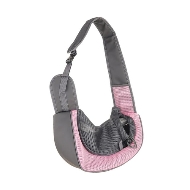 Bolsa bandolera para transportar mascotas, bolsa de malla transpirable para llevar en , viajes y caminatas Rosa