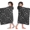 thumbnail image 4 of Black White Gothic Moon Flower Card Pattern Hooded Bath Towel，60"x35" for Ages 3 To 12 Kids, Quick Dry Lightweight Soft Microfiber Hood Beach Towel Cover Up for Kids, 4 of 7