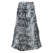 Mogul Women's Peasant Skirt Black Grey Printed Chiffon Maxi Skirts