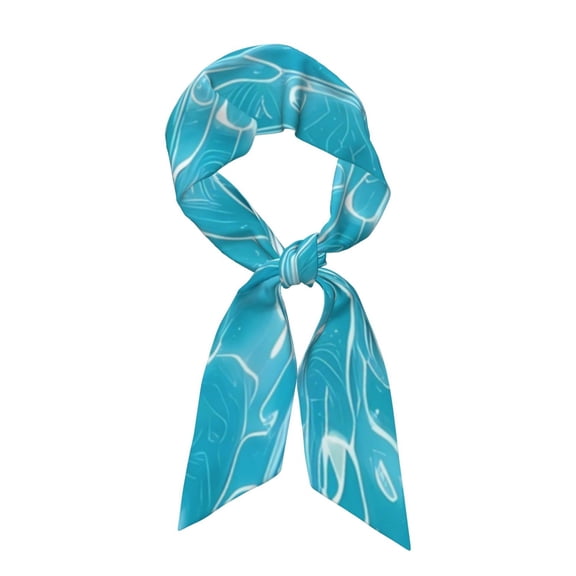 Xecao Crystal Clear Ocean Waves Pattern Large Satin Head Scarf - Satin Hair Scarves Silk Bandana Scarf Headscarf Silk Feeling Scarf for Women