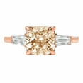 thumbnail image 2 of 3 ct Cushion Cut Natural Morganite 3 Stone 18K Rose Gold Womens Engagement Ring, 2 of 5