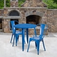 thumbnail image 2 of Bowery Hill 3 Piece 30" Round Metal Patio Dining Set in Blue, 2 of 4
