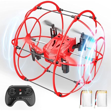 Drones for Kids, RC Mini Drones Indoor UFO Flying Toy, Bezgar HQ053 Wall-Climbing Stunt Drone, Red