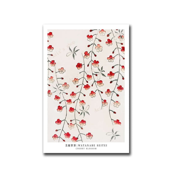 Retro Watanabe Creation Art Japanese Abstract Landscape Plant Flower Poster Canvas Painting And Print For Living Room Home Decor50 x 70 cm, unframed,H