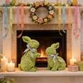 thumbnail image 4 of Resin Rabbit Figurine Set Floral Decor Easter Gift Home Decor Sculpture Two Rabbits Playing Ornament For Valentine's Day Tabletop Decor, 4 of 6