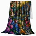 thumbnail image 2 of Printed Flannel Throw Blanket with Bluebirds Spring Garden Cottage Idyllic Country Floral Art, 2 of 9