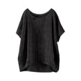 thumbnail image 3 of CCRFTGI Cute Linen Shirts for Children Girls Size 10-12 Short Sleeve Oversized Boho Crew Neck Summer Soft Tunic Blouses Beach Loose Comfy Girls Fashion Tops Black 7-8 Years, 3 of 4