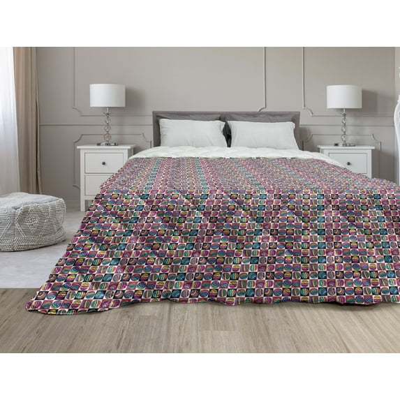 Ottoman Down Alternative Comforter, Vintage Floral Motifs from Culture Ornamental Art Style Folkloric Print, Microfiber Quilt for All Season, 5 Sizes, Multicolor, by Ambesonne