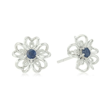sapphire genuine sterling earrings silver pinctore stud walmart