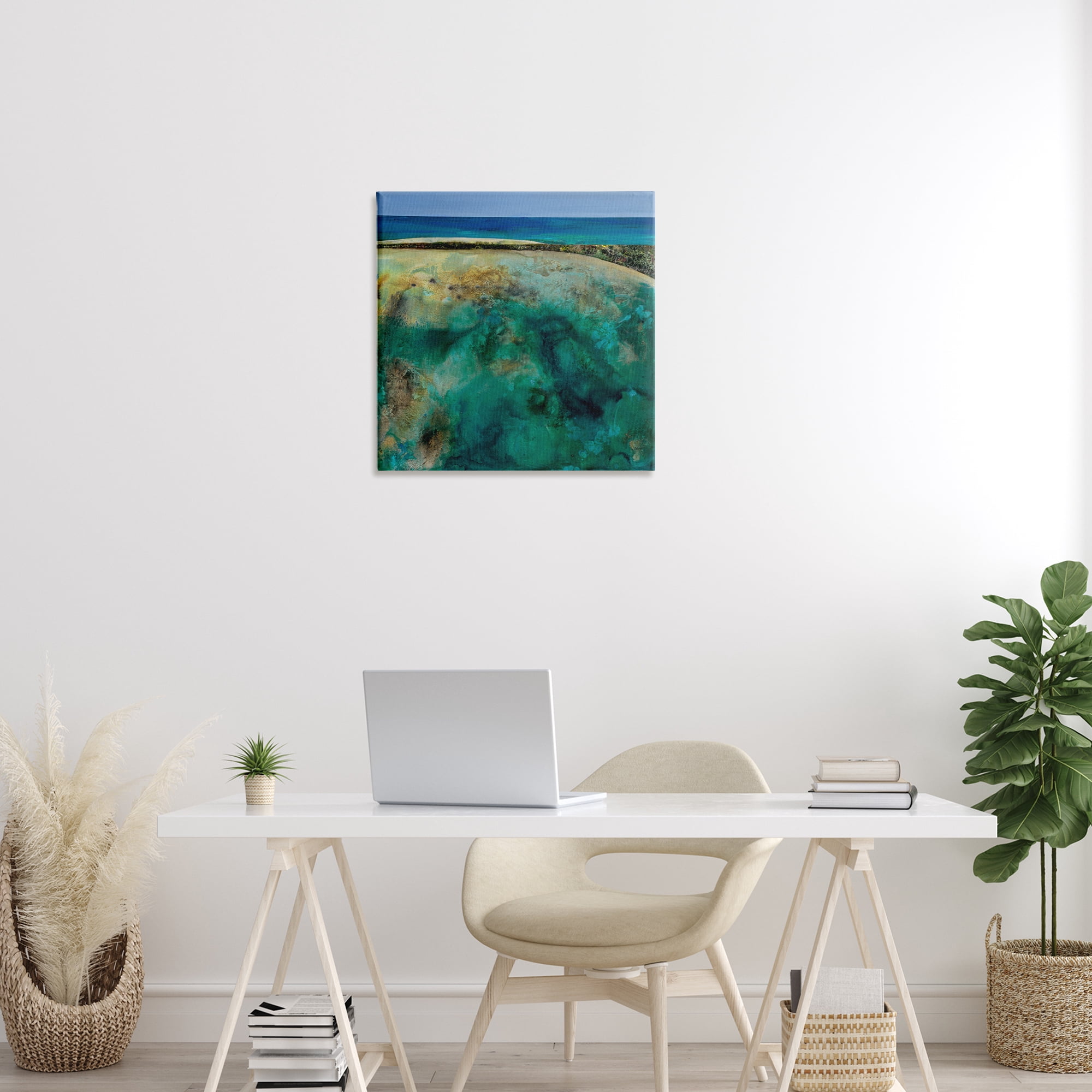 Stupell Industries Beachy Maritime Landscape Abstract Painting Wrapped Canvas Art Print Wall Art, 24 x 24