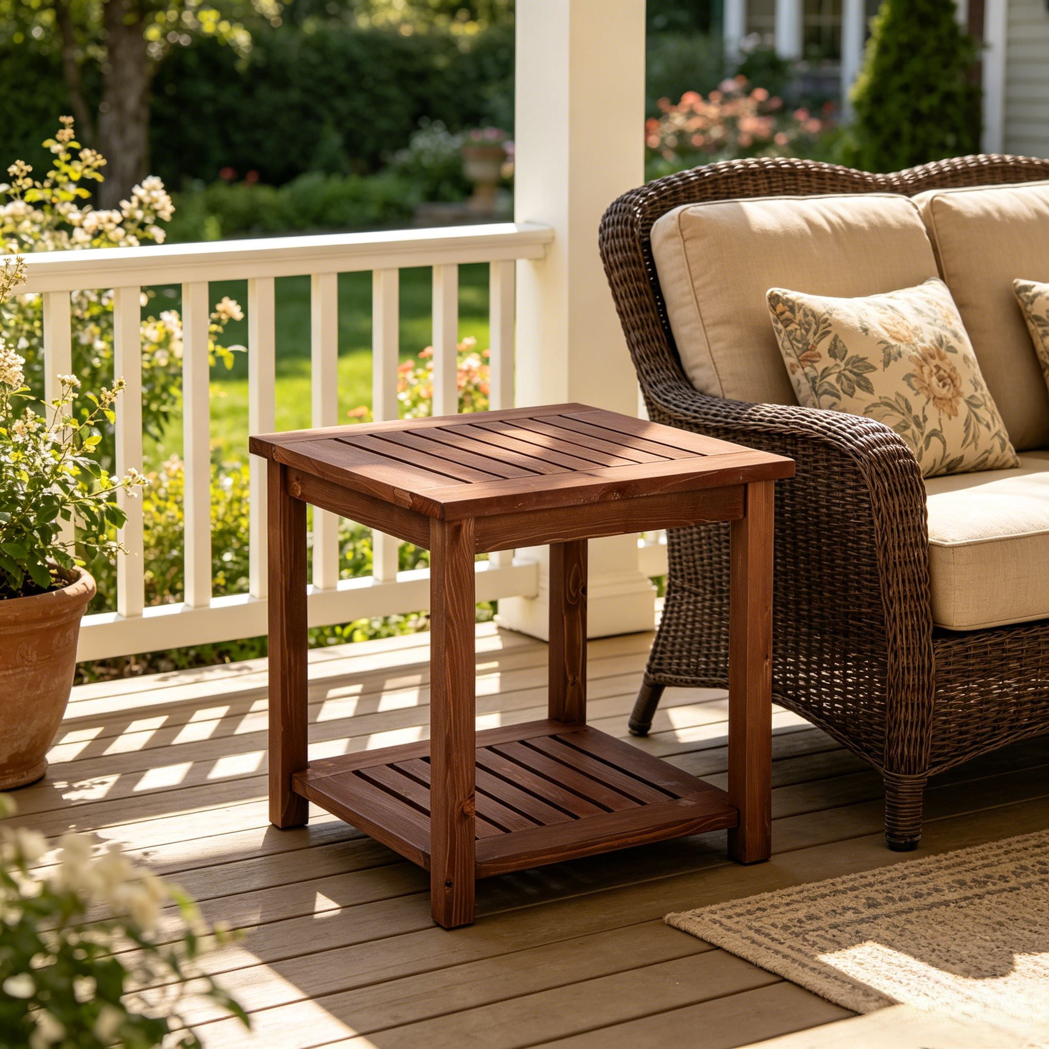 Ktaxon 18 in Wood Side Table for Patio, Garden, Balcony, Deck