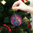 thumbnail image 6 of Funny Christmas Ornament,Round Design Featuring Rock Guitar,Xmas Round Ceramic Pendant, 6 of 6