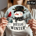 thumbnail image 4 of 2D Flat, 1pc Rustic 8x8 Inch Round Metal Snowman Sign, Hello Winter Festive Art, for Garden, Home, Restaurant, Bar, Cafe, Man Cave, Indoor Outdoor Patio, Iron Craft, Painting Supplies, 4 of 6