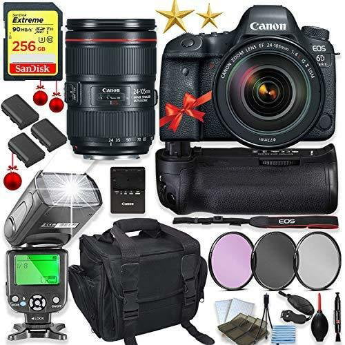verzekering Meisje Ik heb een Engelse les Canon EOS 6D Mark II DSLR Camera 24-105mm Lens Kit + Holiday Special Bundle  - Walmart.com