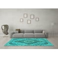 thumbnail image 3 of Ahgly Company Indoor Round Medallion Turquoise Blue Traditional Area Rugs, 7' Round, 3 of 4