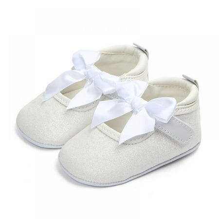 BESLY 0-18M Toddler Baby Girls Princess Sequins Shoes Moccasins with Rubber Sole Flower Print PU Leather Tassel Bow Shoes