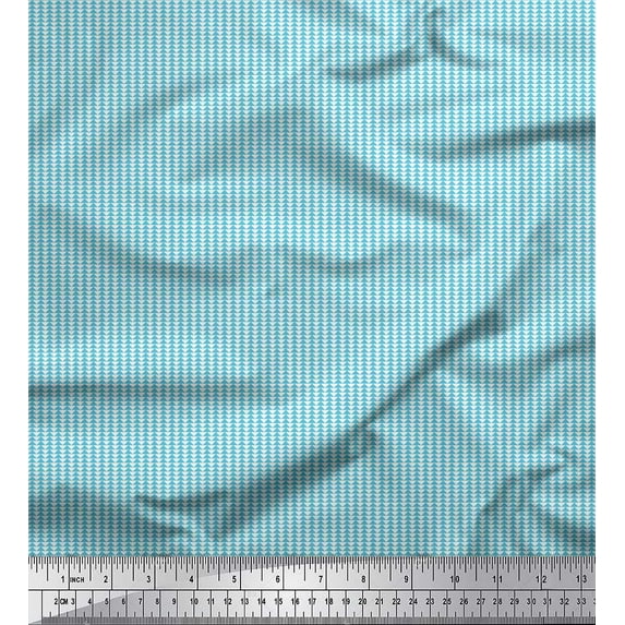 Soimoi Moss Georgette Fabric Triangle Small Printed Fabric 1 Yard 42 Inch Wide