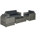 thumbnail image 2 of Outsunny 4-Piece Rattan Furniture Set, Chairs, Loveseat, and Table, Black, 2 of 9