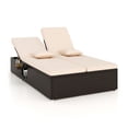 thumbnail image 6 of Aimee Lii Patio Double Chaise Lounge with Cushions and Folding Side Trays, Modern Patio Furniture for Outdoor Backyard Pool Deck-Beige, 6 of 10