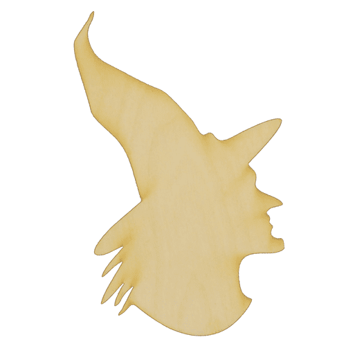 Package of 10, Small 3" x 5" x 0.25" Baltic Birch Plywood Witch Profile Wood Cutout for Art and Craft Project, Made in USA