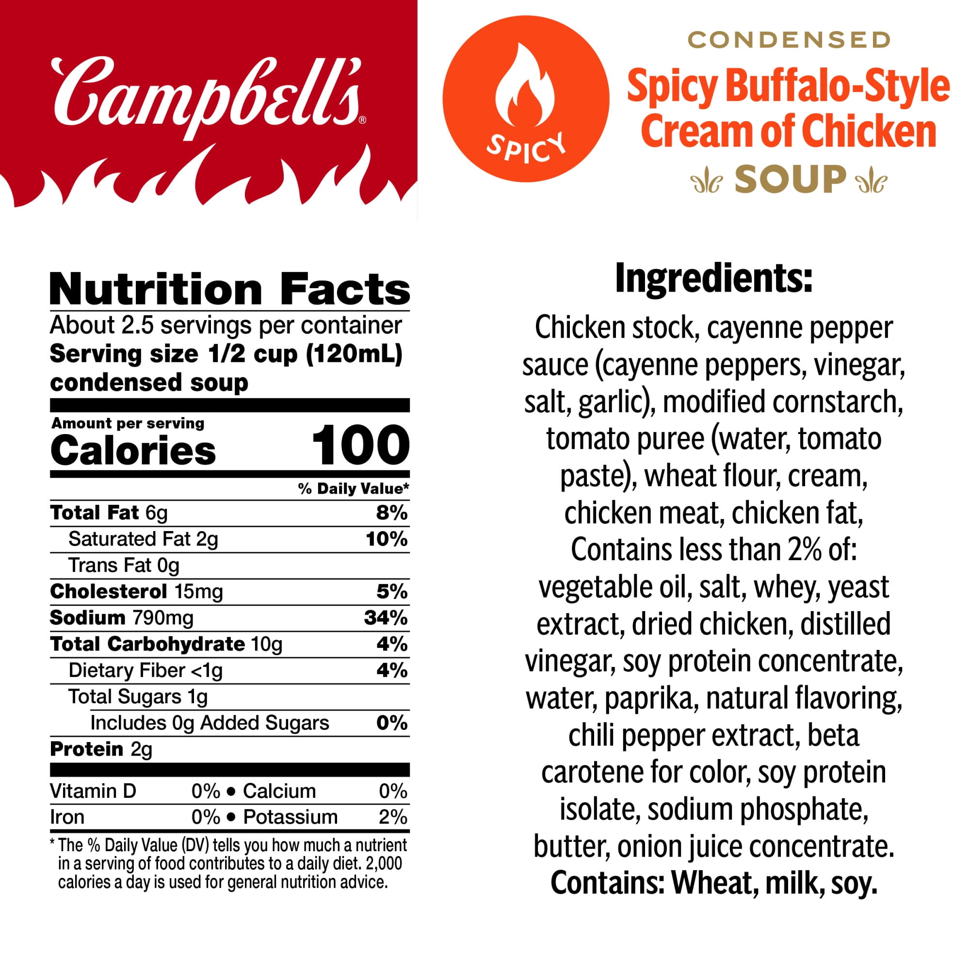 (12 pack) Campbell's Condensed Spicy Buffalo-Style Cream of Chicken Soup, 10.5 oz Can