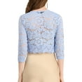 thumbnail image 3 of INSPIRE CHIC Valentine's Day Women's Shrugs Floral Lace Cardigan 3/4 Sleeves Sheer Cover Up Top XL Light Blue, 3 of 7