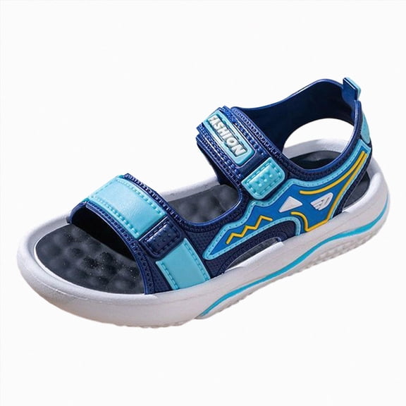 KPOPLK Toddler Sandals with Adjustable Straps Non-Slip Water Shoes for Boys & Girls Breathable Mesh Baby Walking Sandals for Pool Size 10.5,Blue