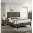 thumbnail image 5 of Contemporary Gray Chevron Pattern 1pc California King Size Bed Black Angled Wooden Legs Bedframe Bedroom Furniture, 5 of 5