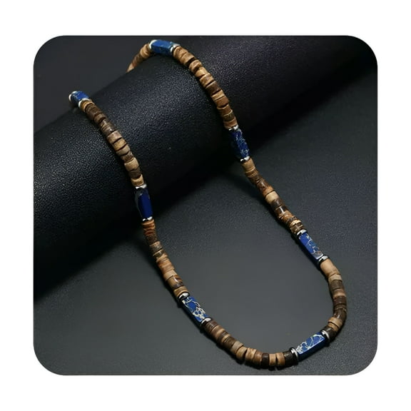 DESIGNICE Vintage Bohemia Ethnic Brown Coconut Shell Wood Beads Necklace Women Men Choker-3