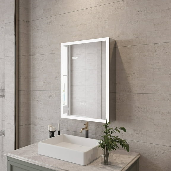 20x28 inch Bathroom Lighted Medicine Cabinet with Mirror, Vanity Mirror Storage with LED lights, Anti-Fog Wall Mounted