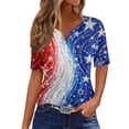 thumbnail image 3 of 4th Of July Womens Summer Tops 250 Anniversary Usa Flag Patriotic Short Sleeve Button Henley V Neck Independence Day Red White and Blue American Flag Stars Striped Fashion Clothing Royal Blue XXXL, 3 of 8