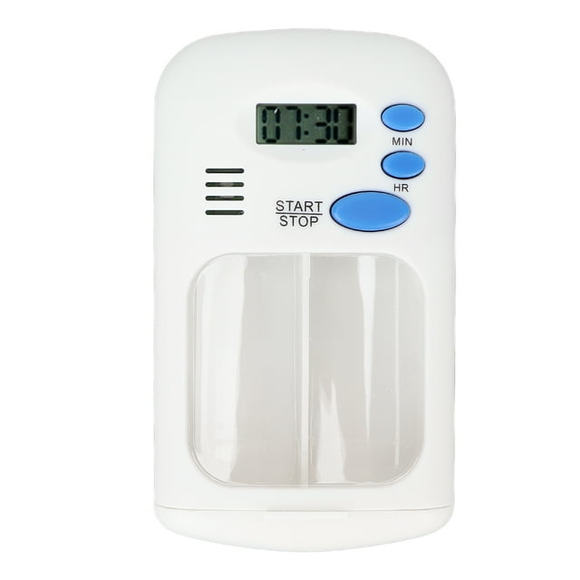 LYUMO Distributeur Automatique de Pilules, Organisateur Automatique de Pilules, Distributeur Intelligent de Pilules Portable Automatique 2 Compartiments avec Rappel d'Alarme pour Voyage Usage Domestique