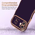 thumbnail image 3 of for iPhone 11 Case for Women Girls, Cute Wave Frame Curly Shape with Love Heart Pattern Raised Camera Protection Cover Luxury Plating Shockproof Phone Case for iPhone 11, Dark Purple, 3 of 16