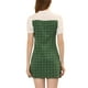 thumbnail image 3 of INSPIRE CHIC Vestido de Manga Corta con Panel Contrastante y Cuello de Corbata a Cuadros Verde S, 3 of 5