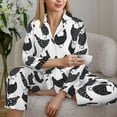 thumbnail image 5 of KLL Retro Rooster Print Women's Long Sleeve Pajamas with Pants Sleepwear Loungewear 2 Set-Large, 5 of 7