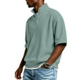 thumbnail image 4 of Domuza Waffle Shirts Men Quarter Zip Pullover Casual Short Sleeve Stand Collar Tee Shirts 2026 Summer Trendy Comfort Slim Fit Top Mint Green M, 4 of 5