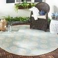 thumbnail image 3 of SAFAVIEH Beach House Callahan Geometric Indoor/Outdoor Area Rug Aqua/Cream, 6'7" x 6'7" Round, 3 of 10