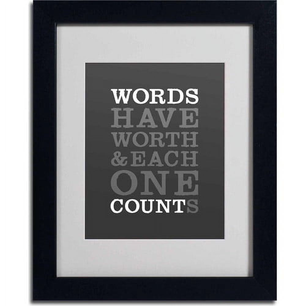 Trademark Fine Art "Words Worth" Canvas Art by Megan Romo, Black Frame