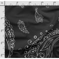 thumbnail image 2 of Soimoi Asian Paisley Printed, Poly Canvas Fabric, Decor Sewing Fabric by The Yard 56 Inch Wide,Decorative Fabric for Curtains Tote Bags, Black&White, 2 of 5