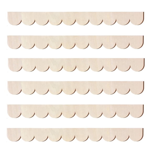 6 Pcs Scalloped Decorative Wood Trim, Unfinished Wooden Scalloped Moulding Trim,DIY Moulding Trim Scalloped Edge,Scalloped Wood Edge Wall Moulding Trim for Home Wall decor,Topboutique