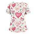 thumbnail image 4 of Garbnen Valentines Day Scrub Tops Plus Size Love Print V Neck Short Sleeve Stretch Nursing Scrubs for Women with Pocket Medical Designed Scrub Tops Women S-5XL, 4 of 4
