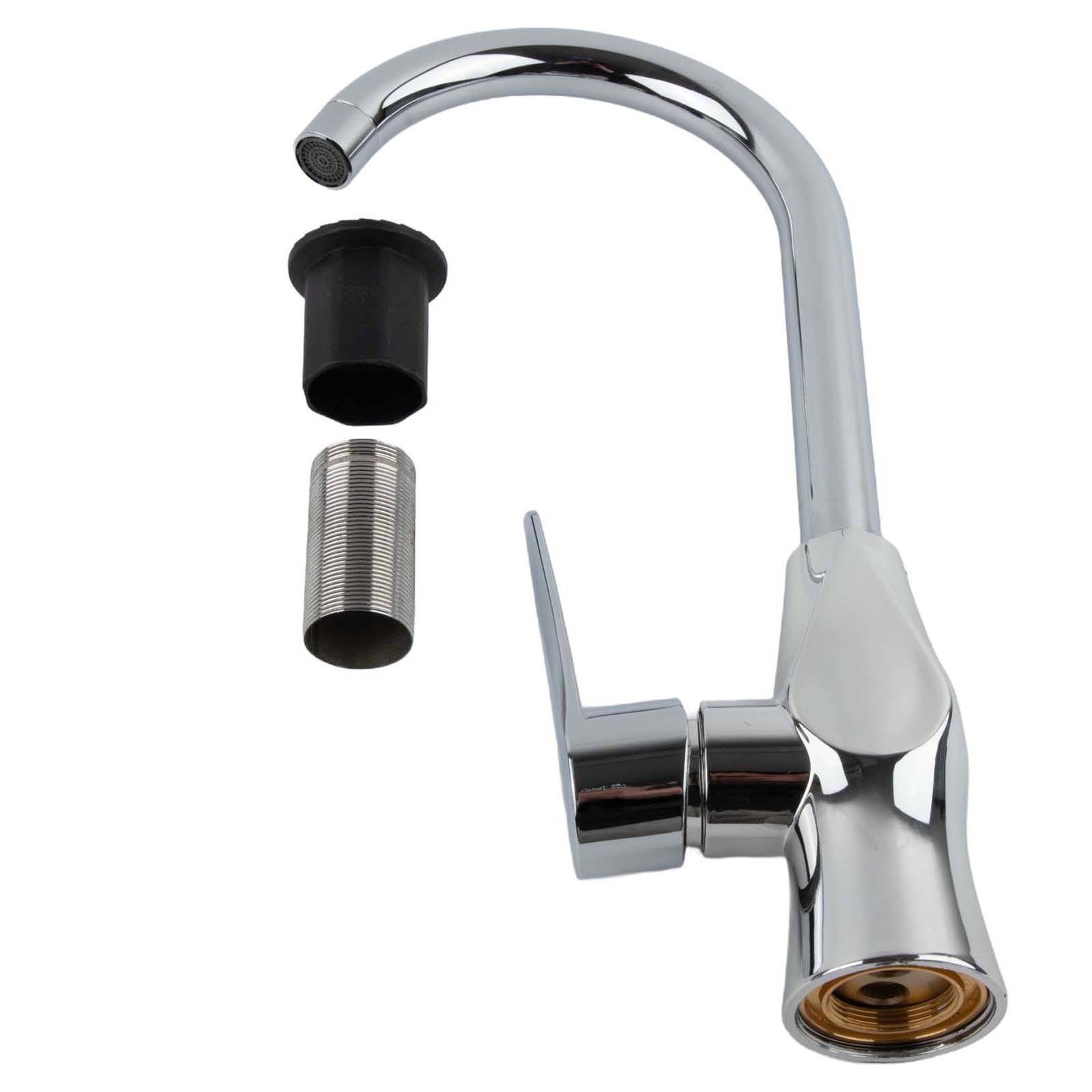 Kitchen Polished Chrome Plated Swivel Basin Sink Cold Hot Mixer Tap