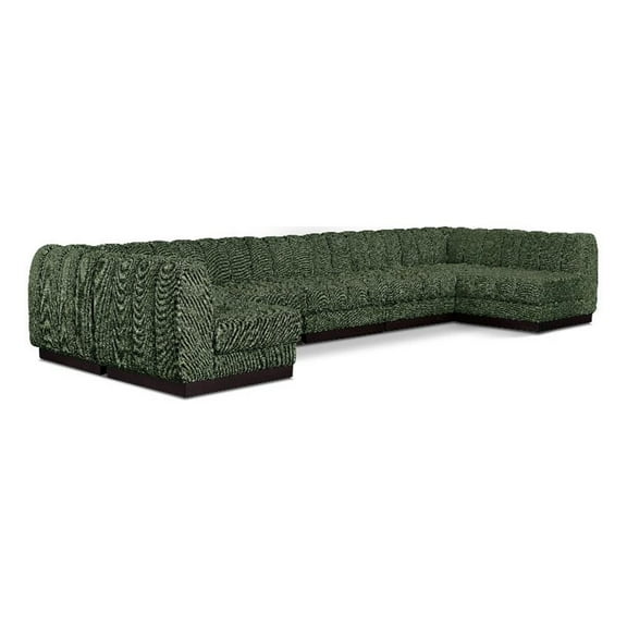 Pemberly Row 7-Piece U-Shaped Contemporary Fabric Modular Sectional in Green