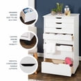 thumbnail image 4 of Linon Callie Eight Drawer Rolling Storage Cart in White Wash Wood, 4 of 15